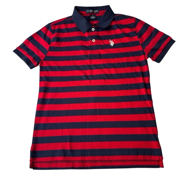 NEW U.S. Polo Assn. Kids Polo in Red and Navy Stripes - Picture 1 of 7